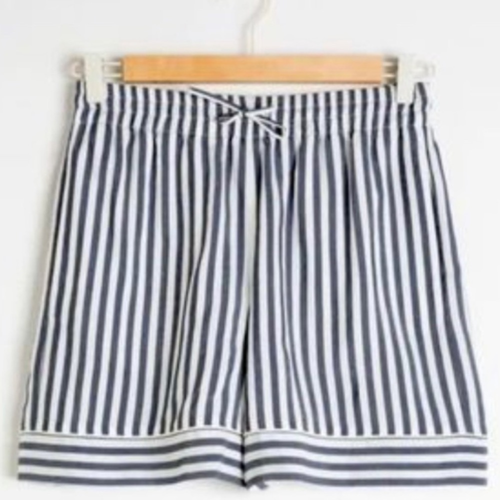 & Other Stories - Navy/White Striped Shorts, 8